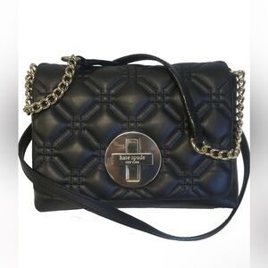 Kate Spade Astor Court Naomi Black Quilted Crossbody Bag with Gold Accents